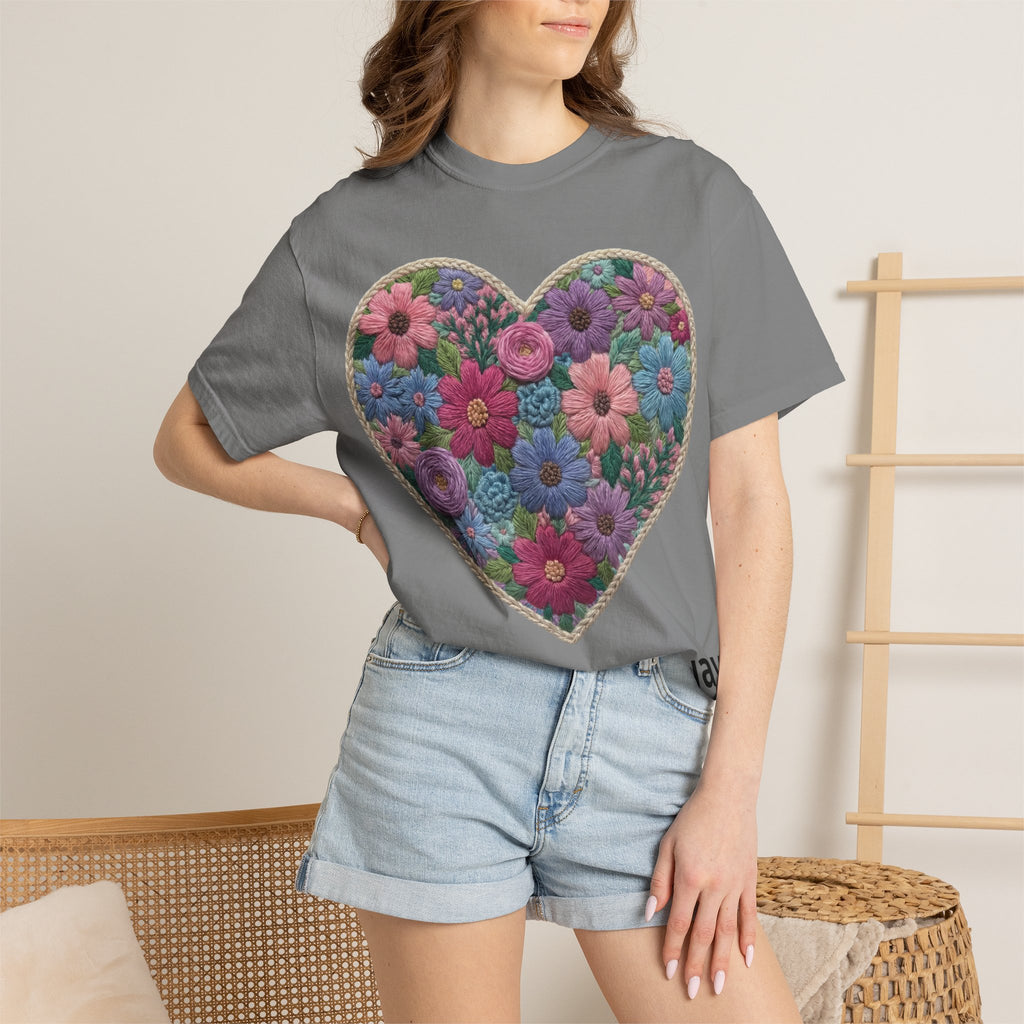 Floral Heart T-Shirt — Colorful Bouquet Heart Graphic (Print It Your Way)