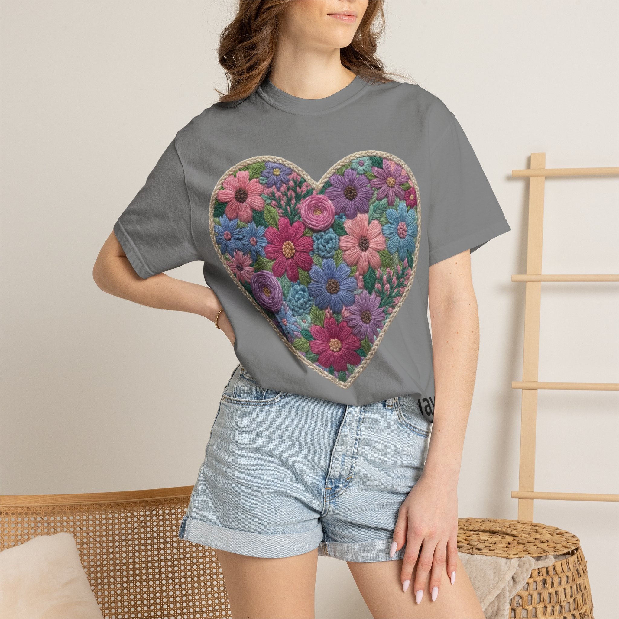 Floral Heart T-Shirt — Colorful Bouquet Heart Graphic (Print It Your Way)