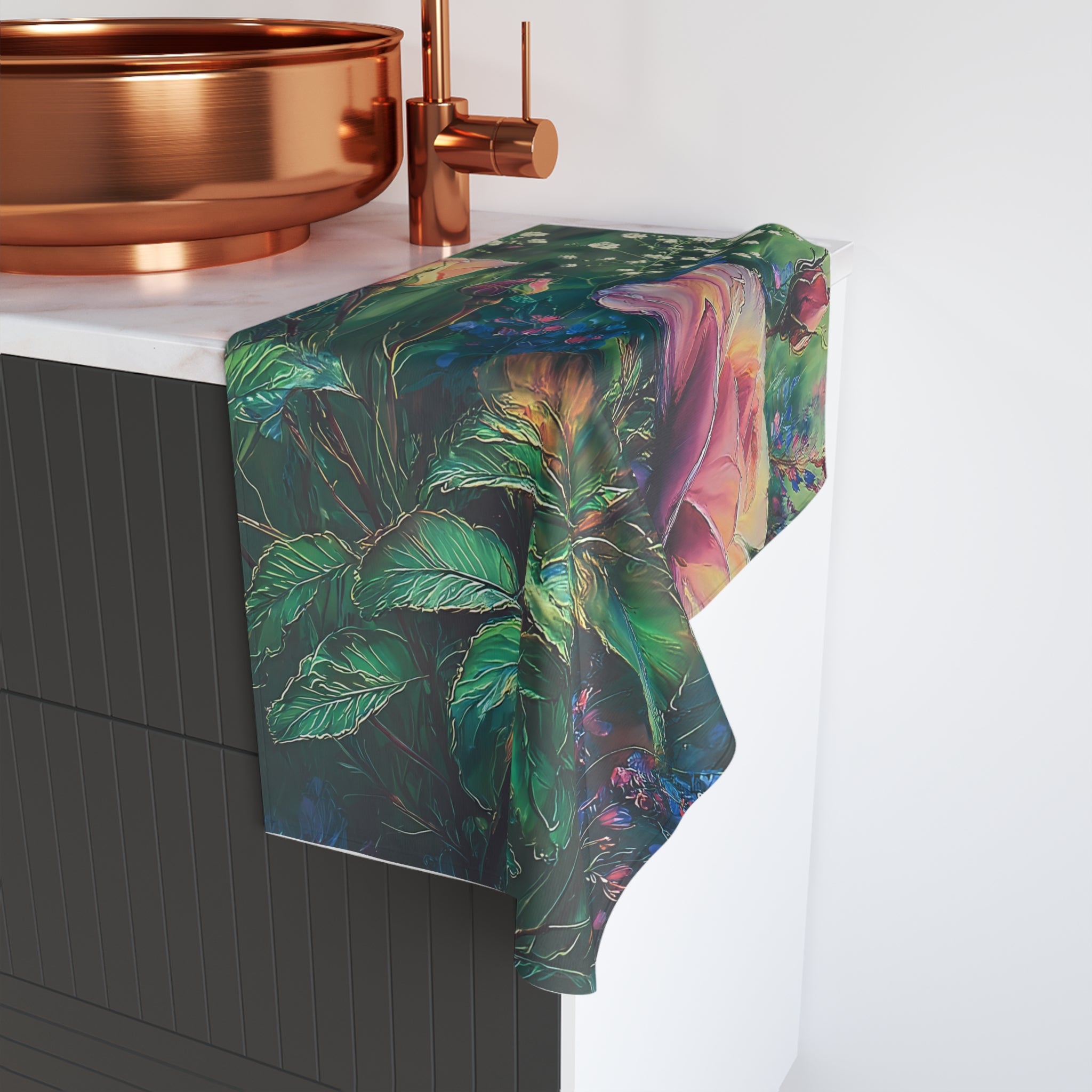 Floral Rose Garden Hand Towel for Elegant Bath Decor