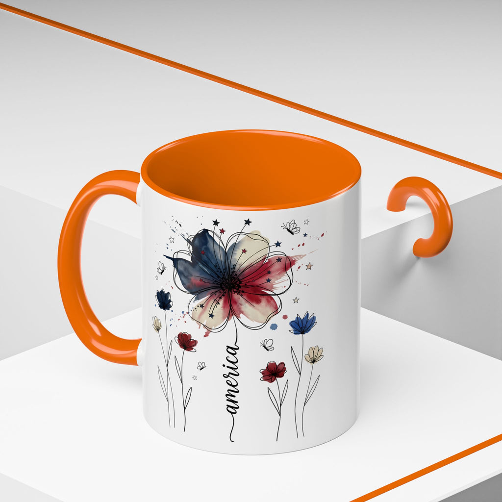 Patriotic Anemone Accent Coffee Mug Classic Floral Design