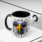 American Eagle Coffee Mug with USA Flag Accent Design