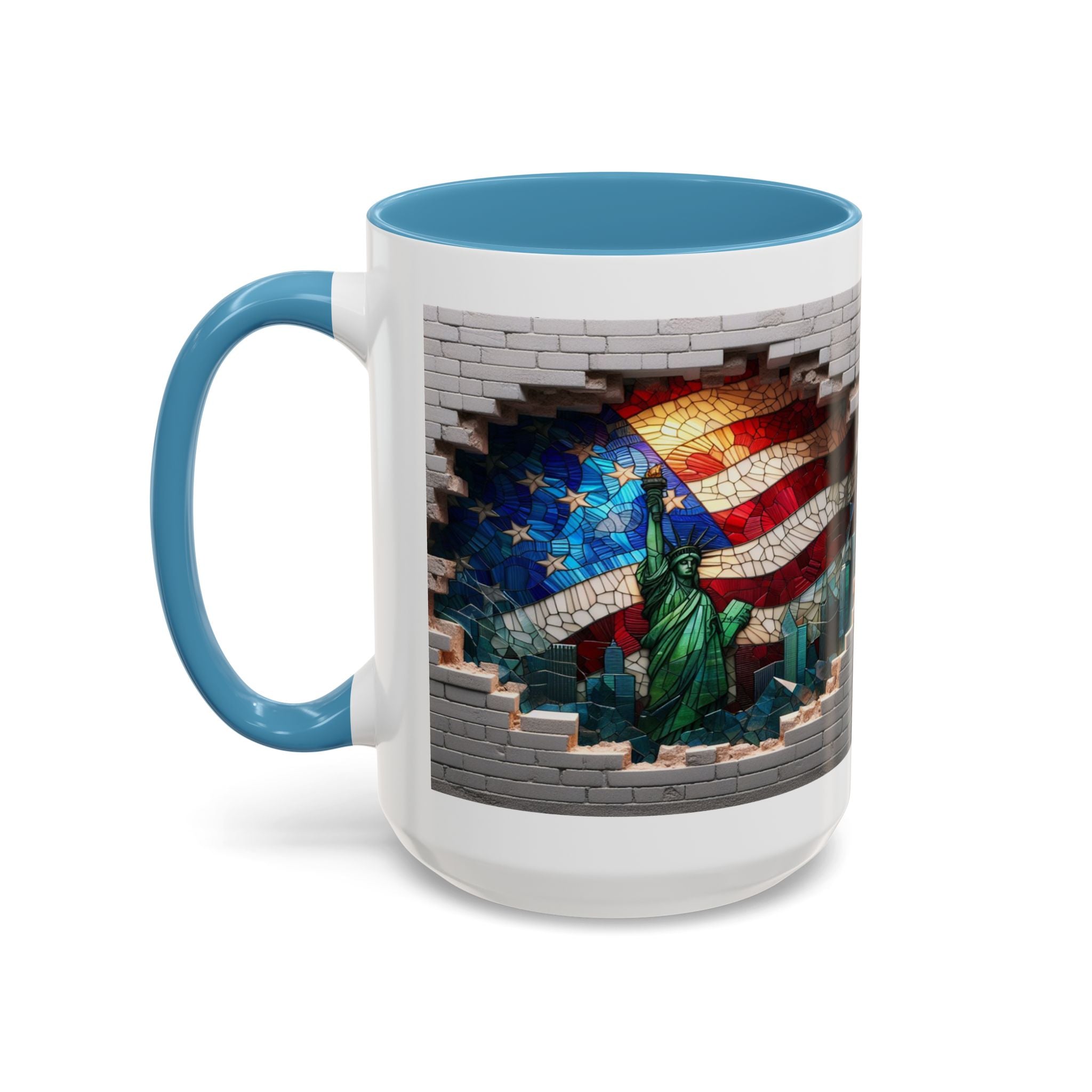 American Flag & Statue of Liberty Accent Coffee Mug – Patriotic USA Ceramic Mug