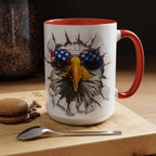 American Eagle Coffee Mug with USA Flag Accent Design
