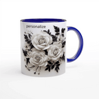 11oz Ceramic Coffee Mug with Colored Rim for Everyday Use - My True Design