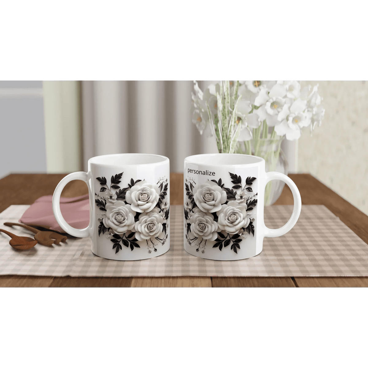 11oz Ceramic Coffee Mug with Colored Rim for Everyday Use - My True Design