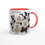 11oz Ceramic Coffee Mug with Colored Rim for Everyday Use - My True Design