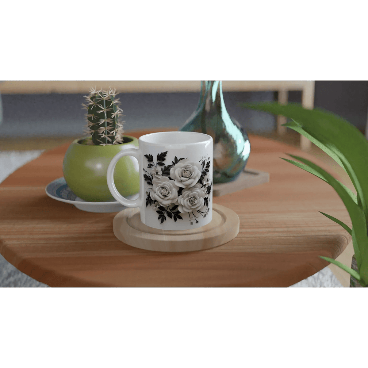 11oz Ceramic Coffee Mug with Colored Rim for Everyday Use - My True Design