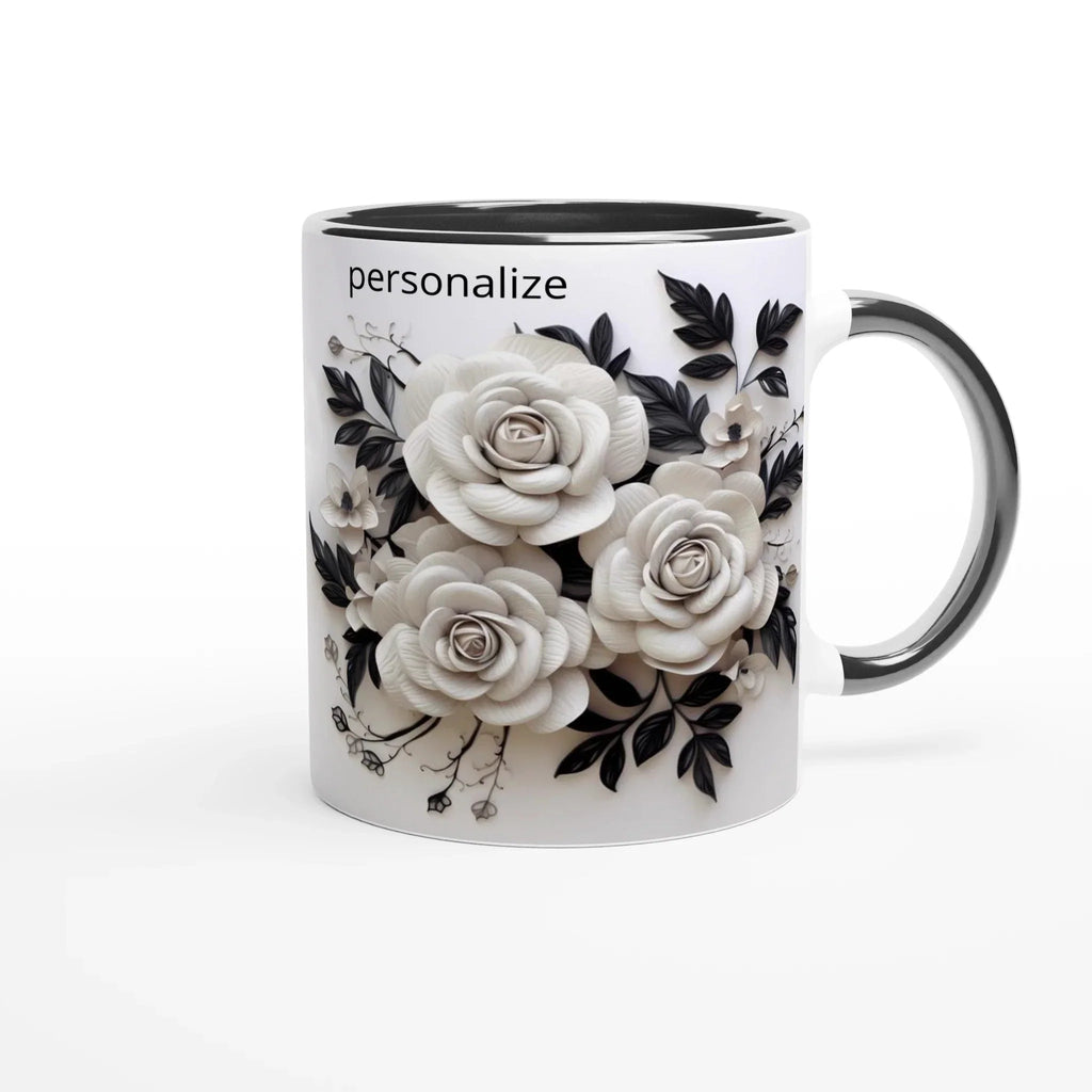 11oz Ceramic Coffee Mug with Colored Rim for Everyday Use - My True Design