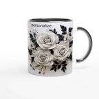 11oz Ceramic Coffee Mug with Colored Rim for Everyday Use - My True Design