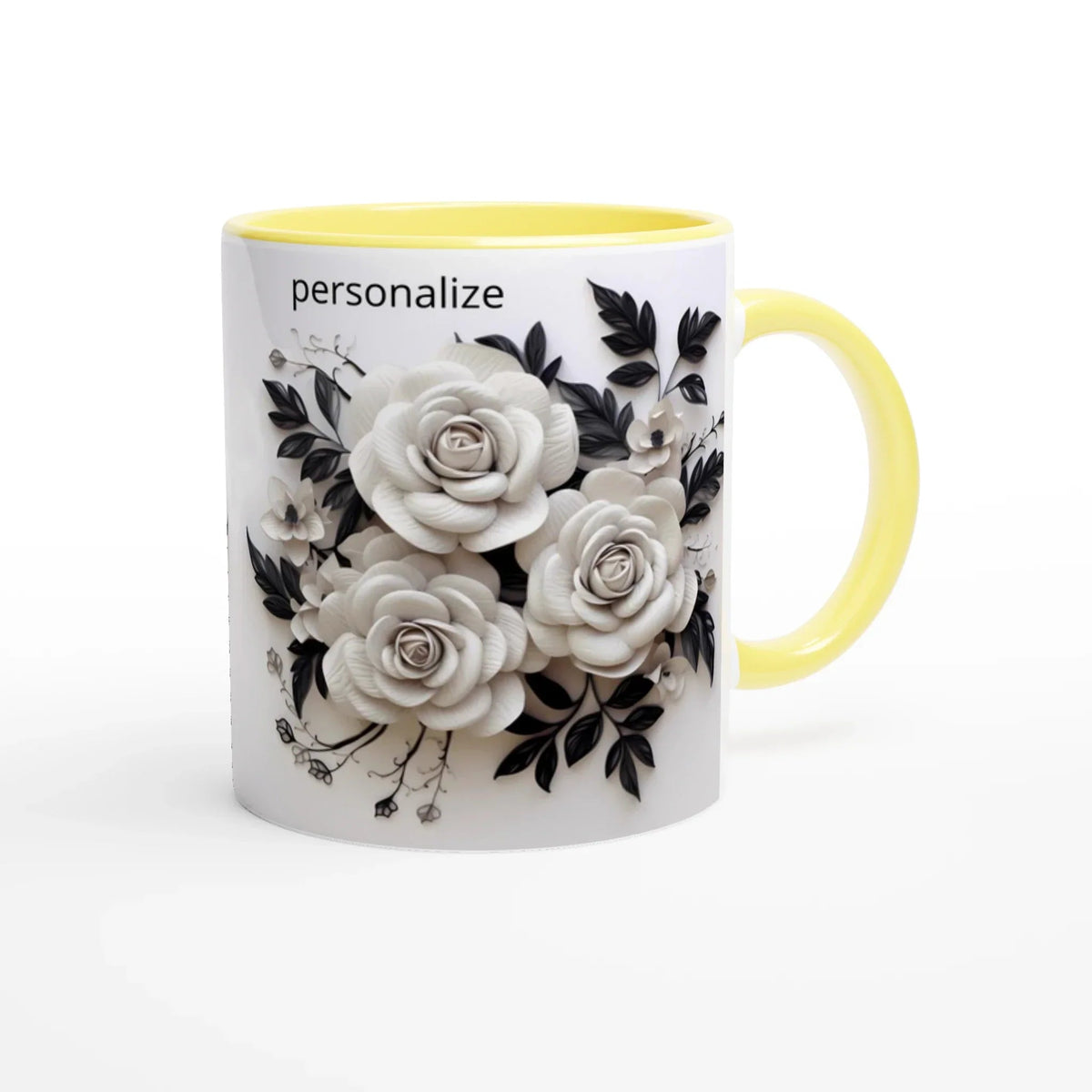 11oz Ceramic Coffee Mug with Colored Rim for Everyday Use - My True Design