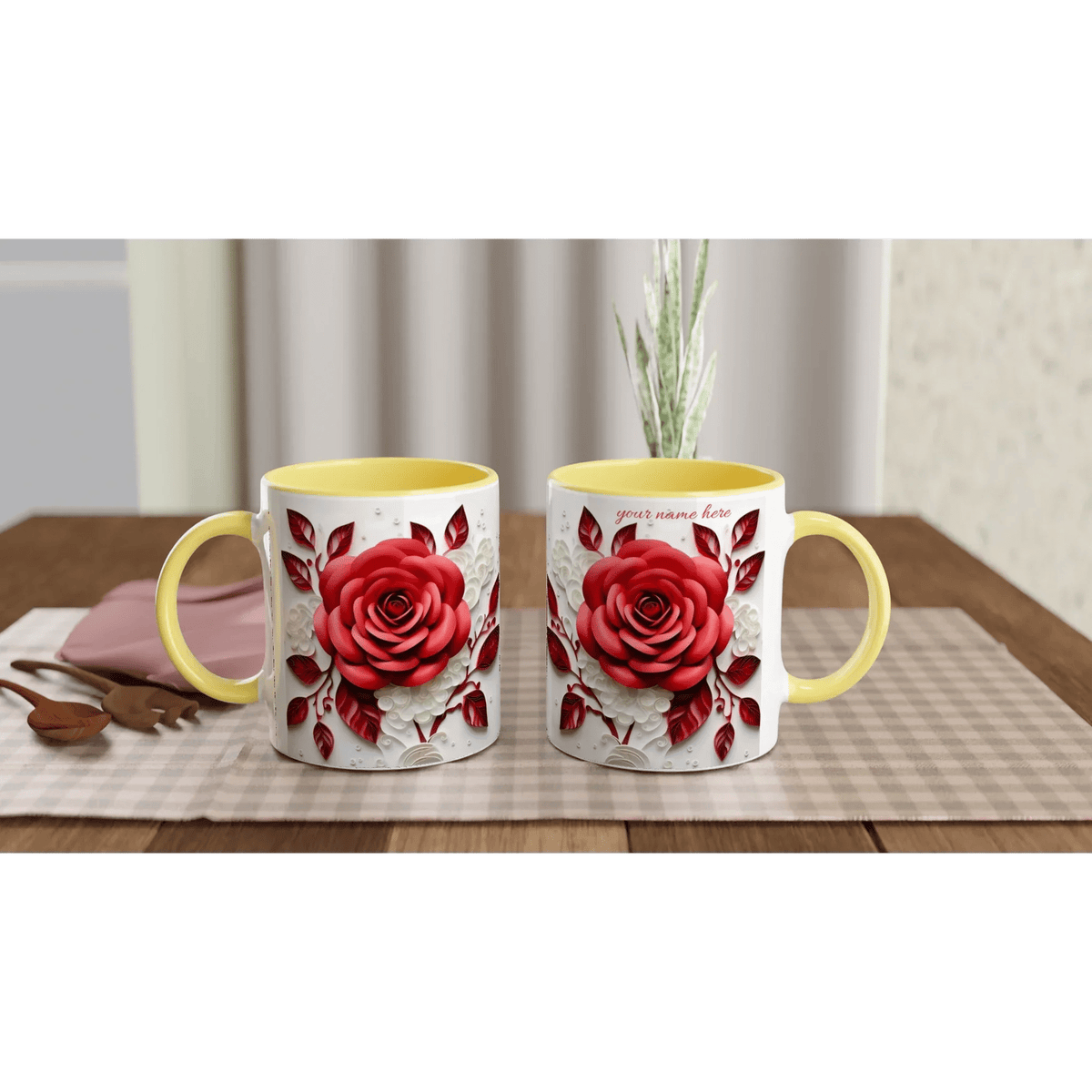 11oz Ceramic Coffee Mug with Colored Rim - My True Design