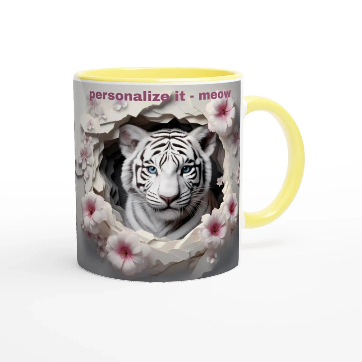 11oz Ceramic Mug - Glossy White with Colored Rim - My True Design