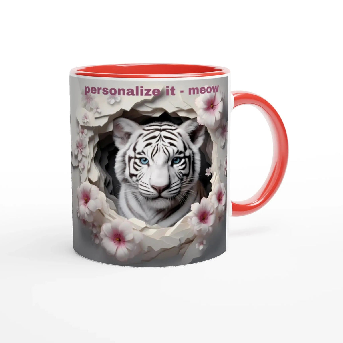 11oz Ceramic Mug - Glossy White with Colored Rim - My True Design
