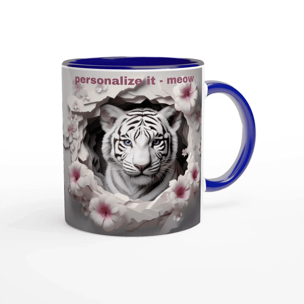 11oz Ceramic Mug - Glossy White with Colored Rim - My True Design