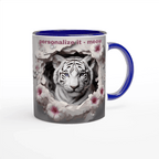 11oz Ceramic Mug - Glossy White with Colored Rim - My True Design