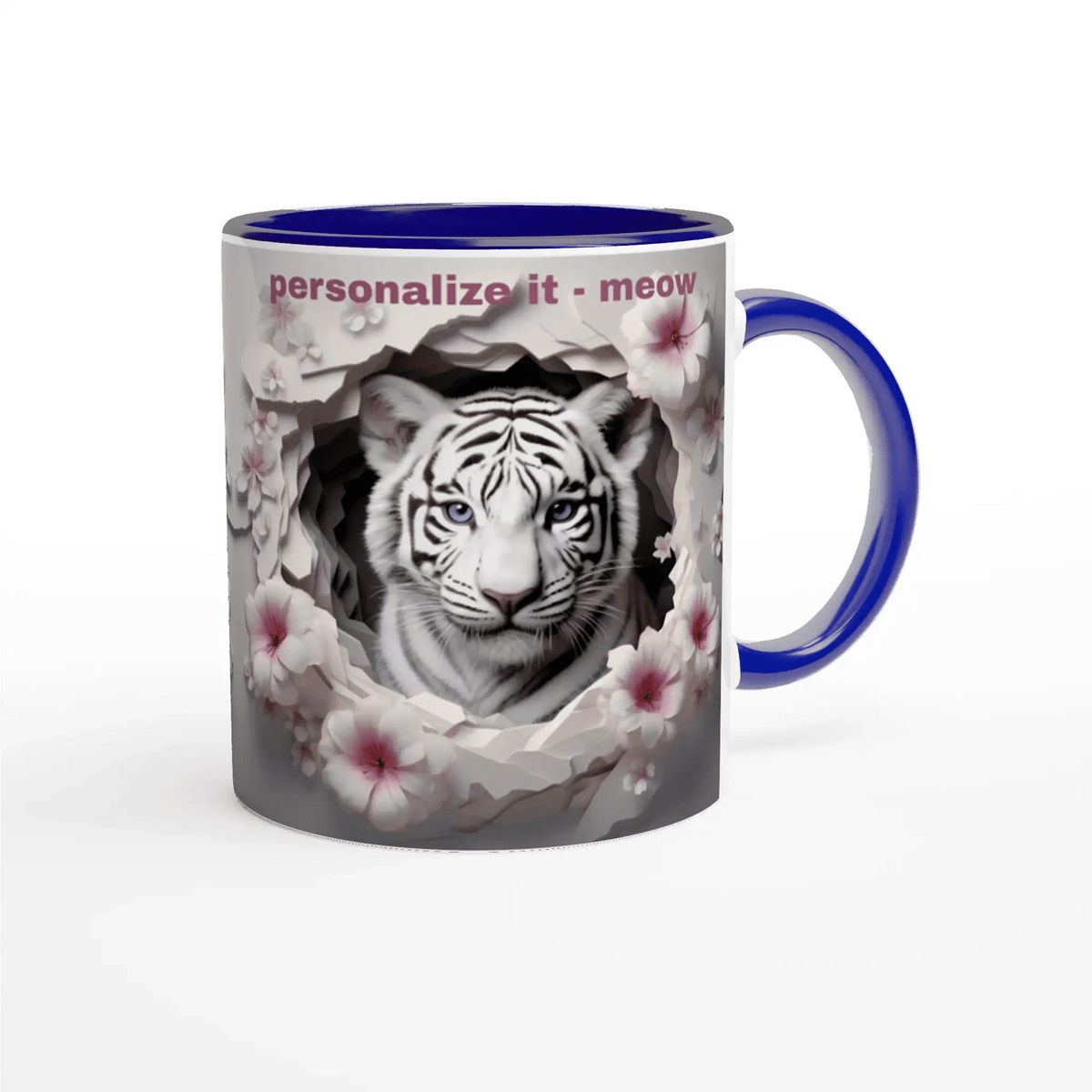 11oz Ceramic Mug - Glossy White with Colored Rim - My True Design