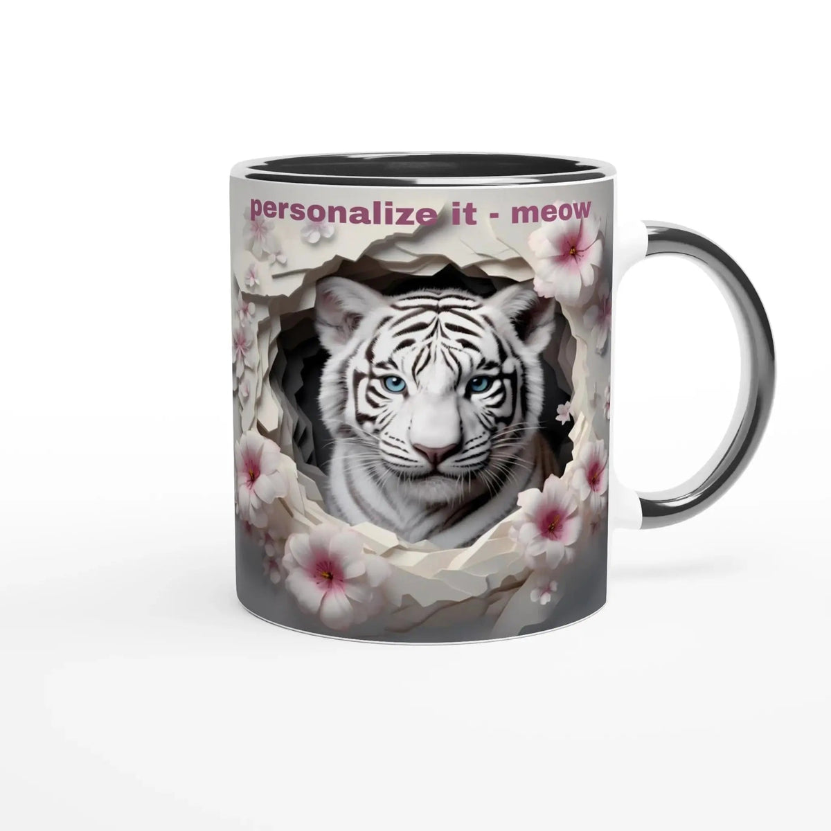 11oz Ceramic Mug - Glossy White with Colored Rim - My True Design