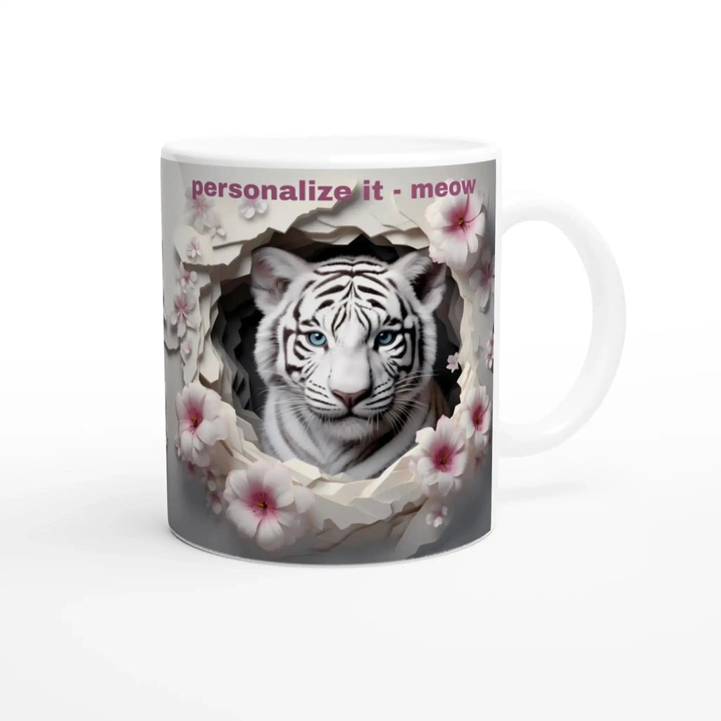 11oz Ceramic Mug - Glossy White with Colored Rim - My True Design