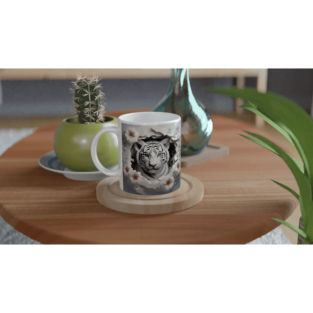 11oz Ceramic Mug - Glossy White with Colored Rim - My True Design