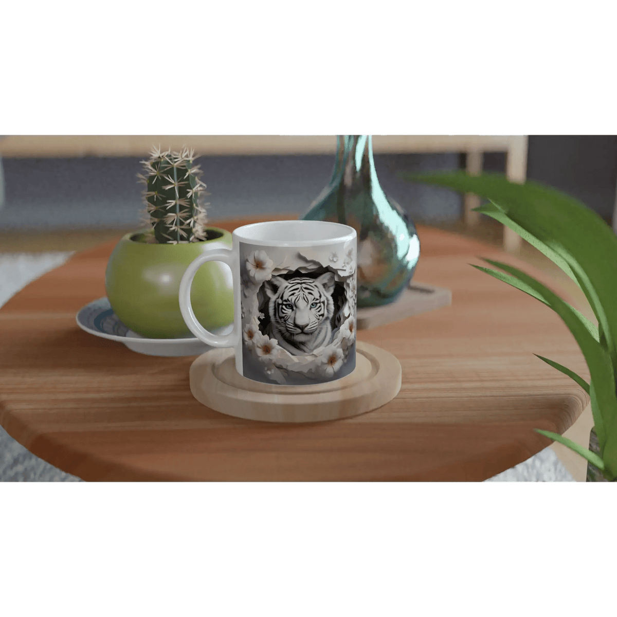 11oz Ceramic Mug - Glossy White with Colored Rim - My True Design