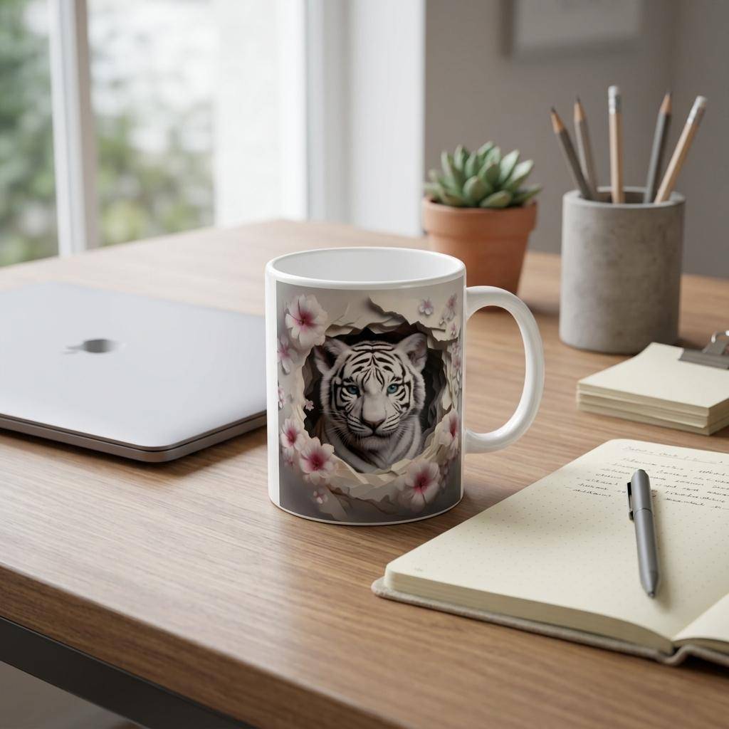 11oz Ceramic Mug - Glossy White with Colored Rim - My True Design