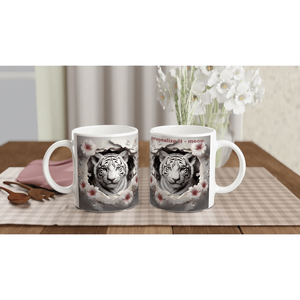11oz Ceramic Mug - Glossy White with Colored Rim - My True Design