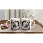 11oz Ceramic Mug - Glossy White with Colored Rim - My True Design