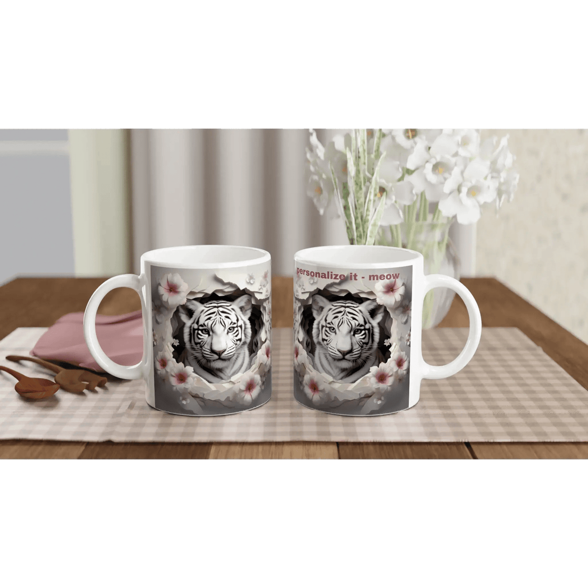 11oz Ceramic Mug - Glossy White with Colored Rim - My True Design
