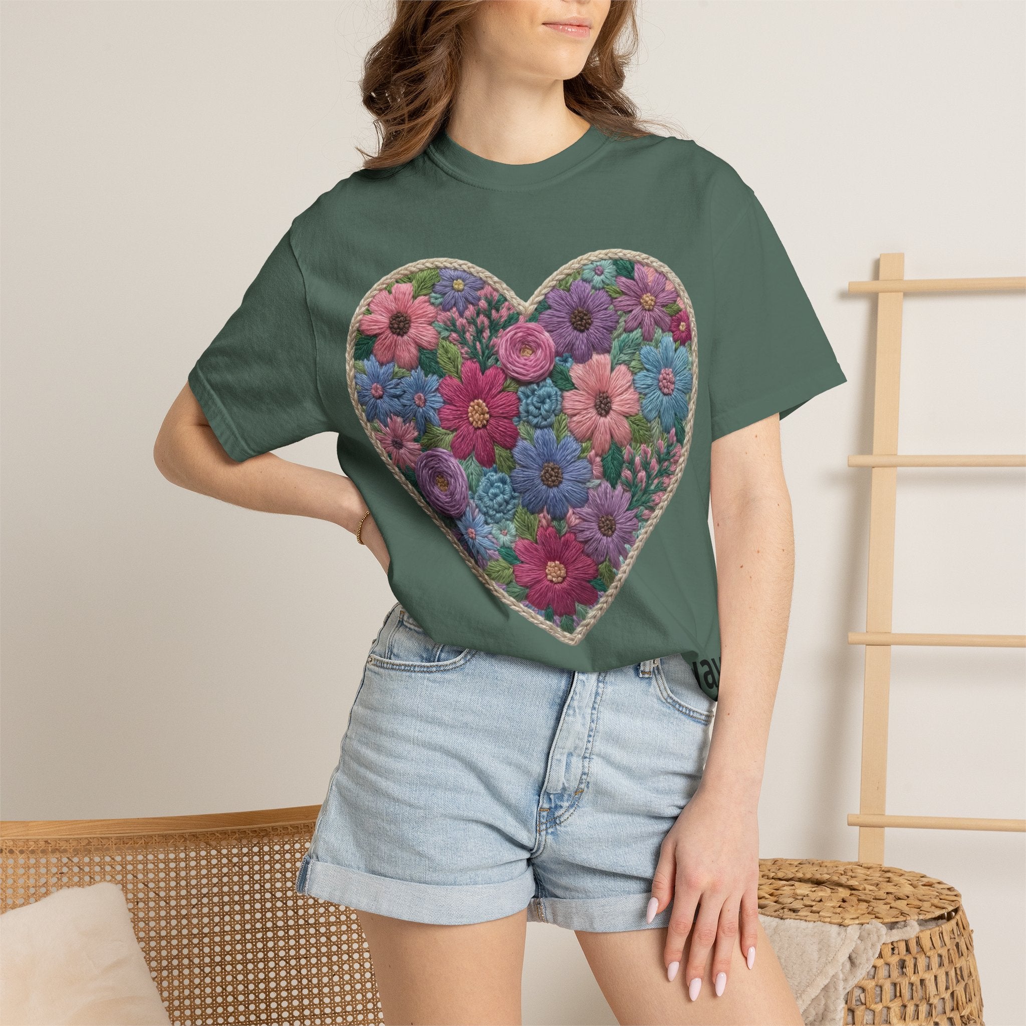 Floral Heart T-Shirt — Colorful Bouquet Heart Graphic (Print It Your Way)