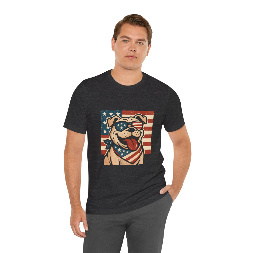 Dog's are Patriotic Too (American Flag, Funny 4th of July Shirt)
