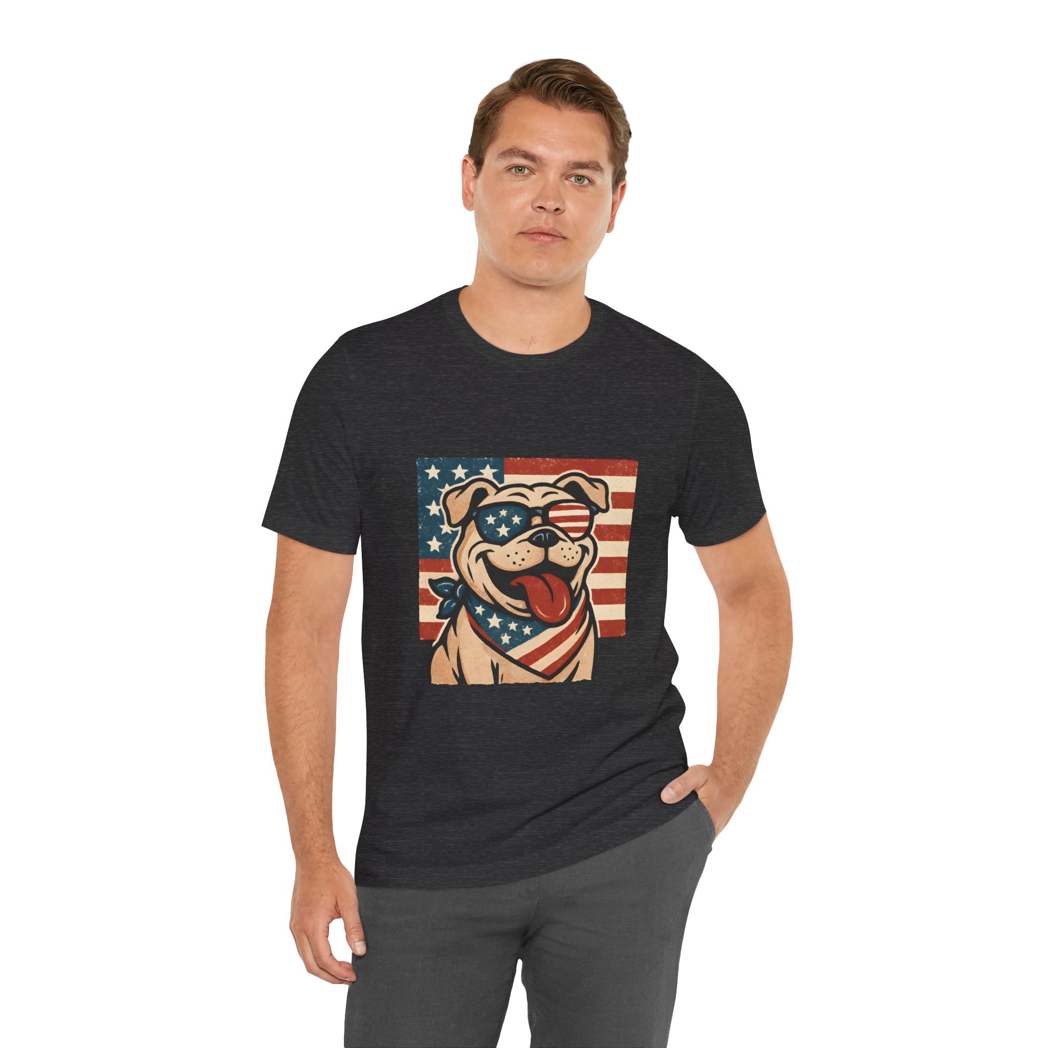 Dog's are Patriotic Too (American Flag, Funny 4th of July Shirt)