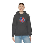 Patriotic Red & Blue Star Hoodie — 4th of July Firework Sweatshirt