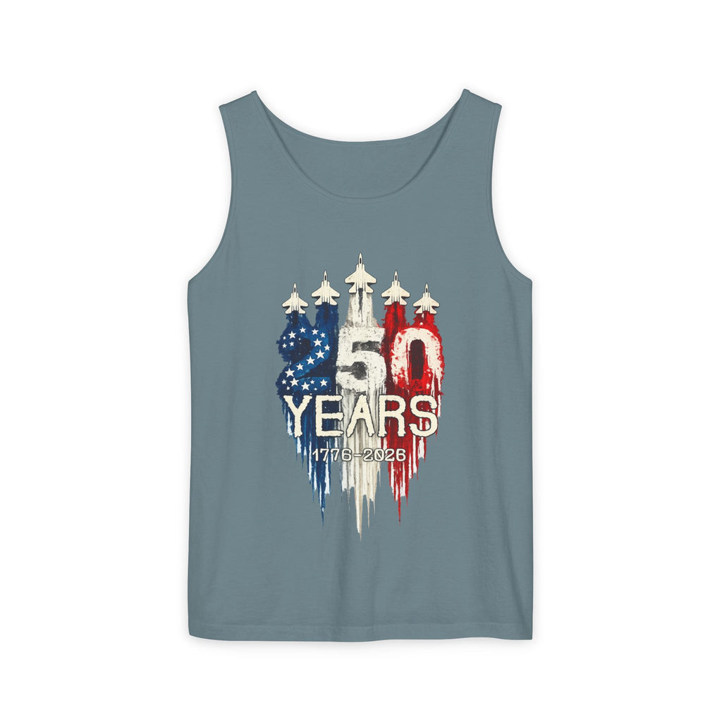 50 Years American Flag Castle Tank Top for Celebratory Wear