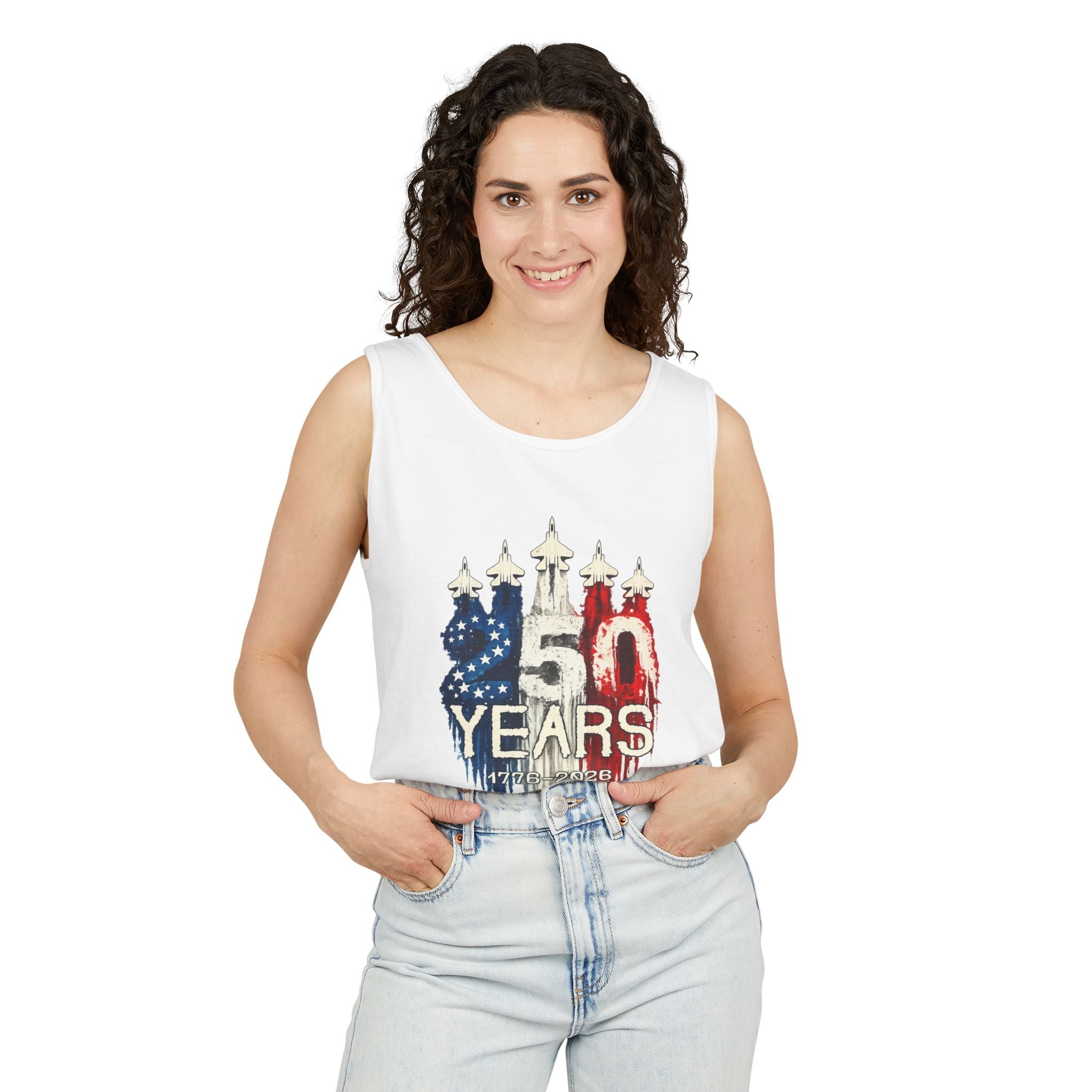 50 Years American Flag Castle Tank Top for Celebratory Wear