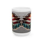Patriotic Mosaic Brick Wall Ceramic Mug - Perfect for Sipping