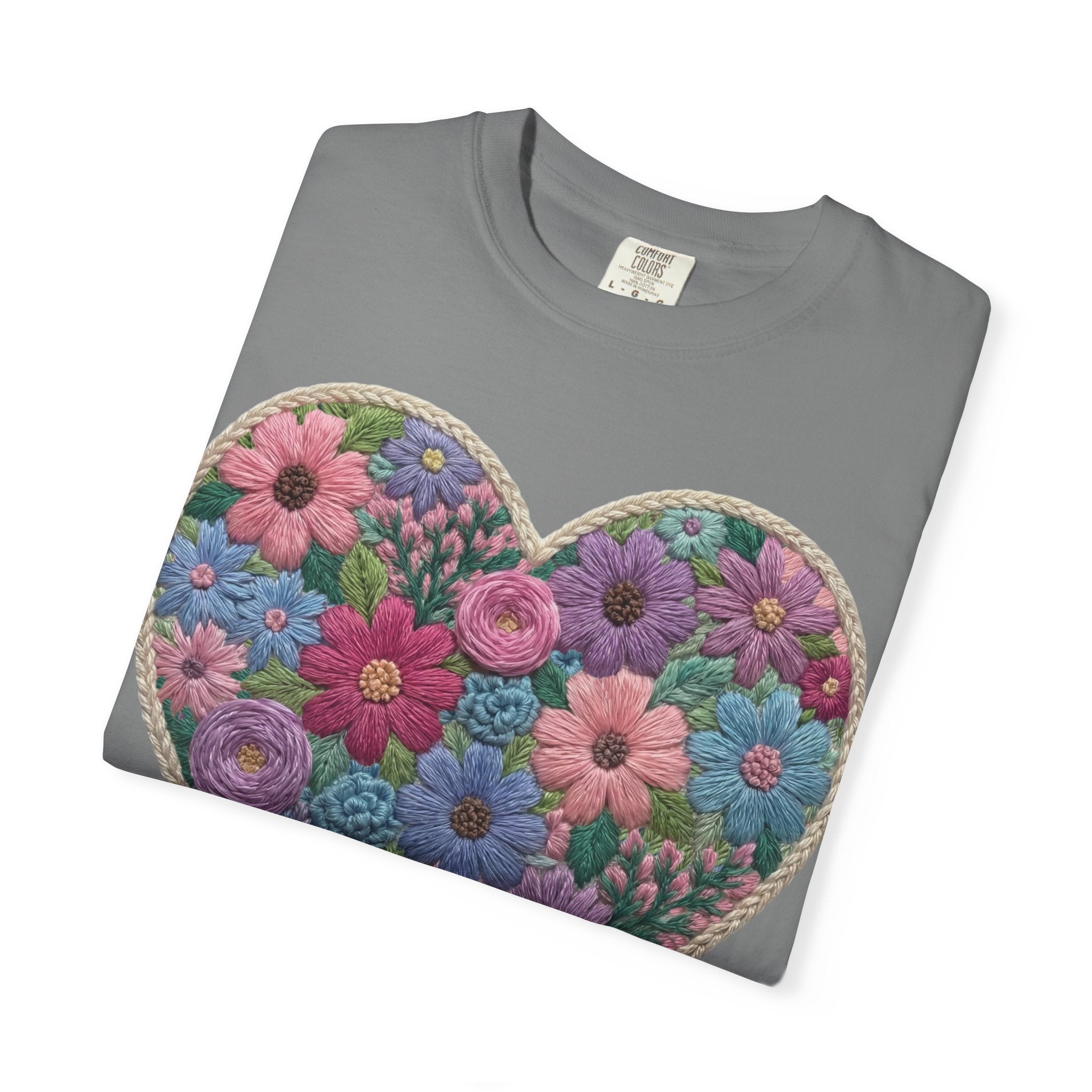 Floral Heart T-Shirt — Colorful Bouquet Heart Graphic (Print It Your Way)