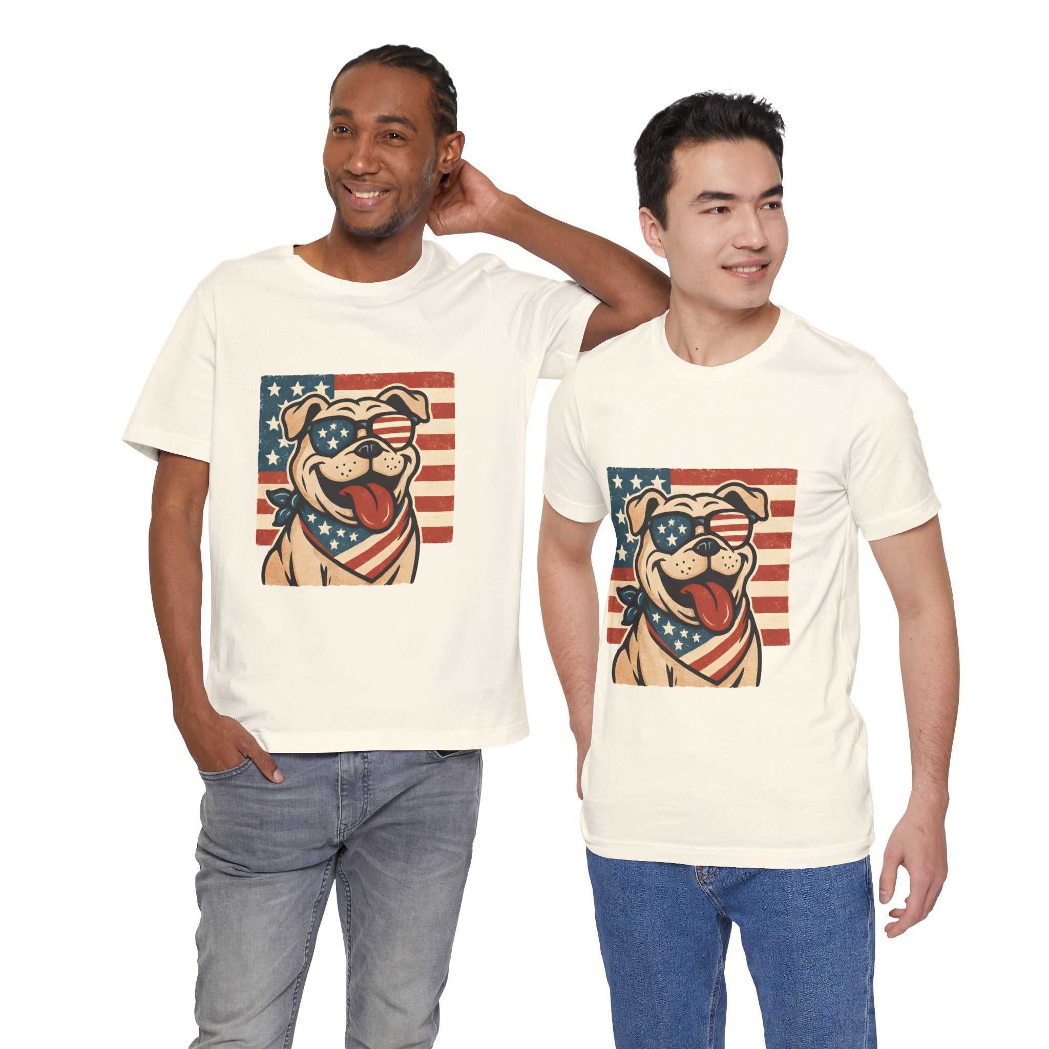 Dog's are Patriotic Too (American Flag, Funny 4th of July Shirt)