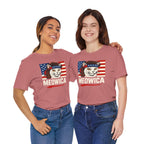 T-Shirt — "Meowica" Patriotic Cat Tee (American Flag, Funny 4th of July Shirt)