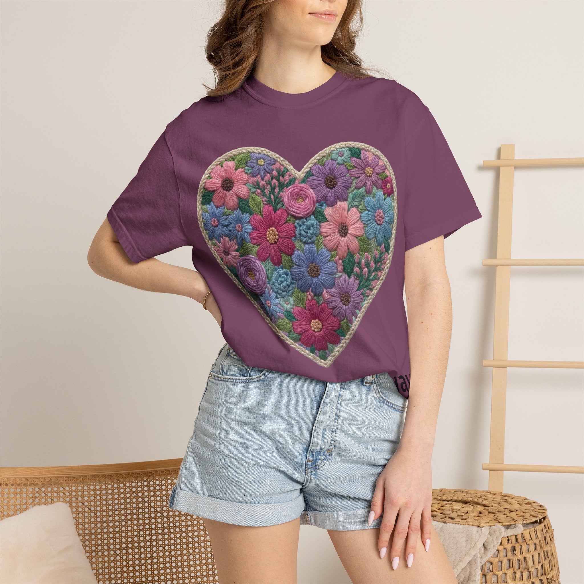 Floral Heart T-Shirt — Colorful Bouquet Heart Graphic (Print It Your Way)