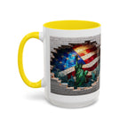 American Flag & Statue of Liberty Accent Coffee Mug – Patriotic USA Ceramic Mug