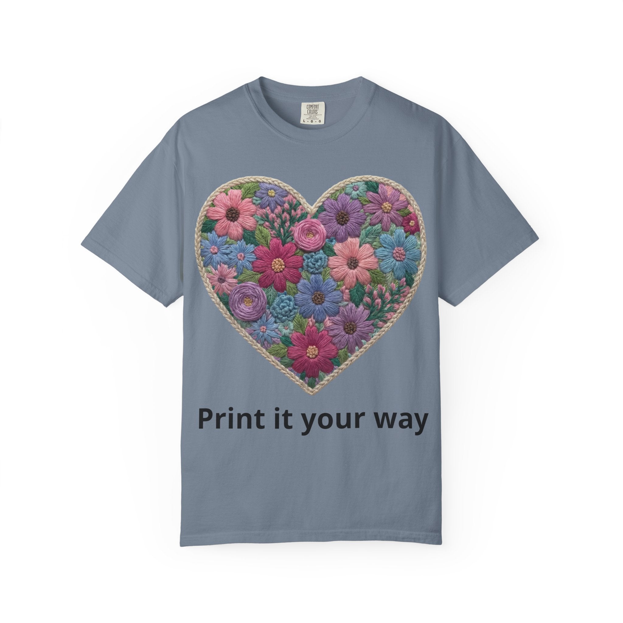 Floral Heart T-Shirt — Colorful Bouquet Heart Graphic (Print It Your Way)