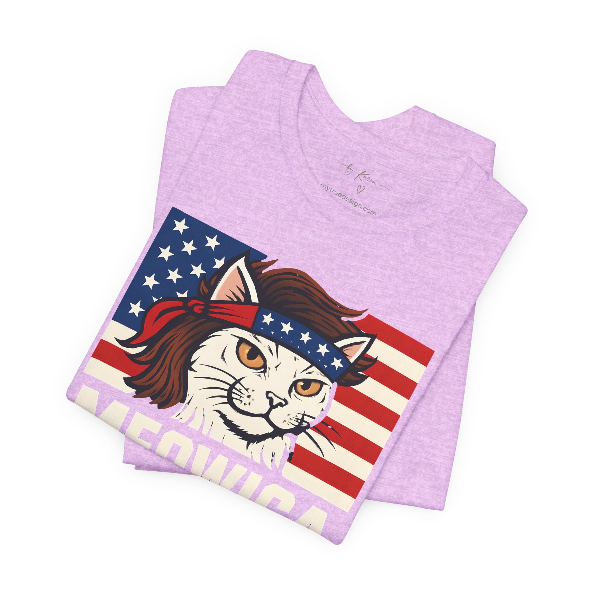 T-Shirt — "Meowica" Patriotic Cat Tee (American Flag, Funny 4th of July Shirt)