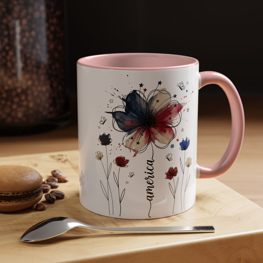 Patriotic Anemone Accent Coffee Mug Classic Floral Design