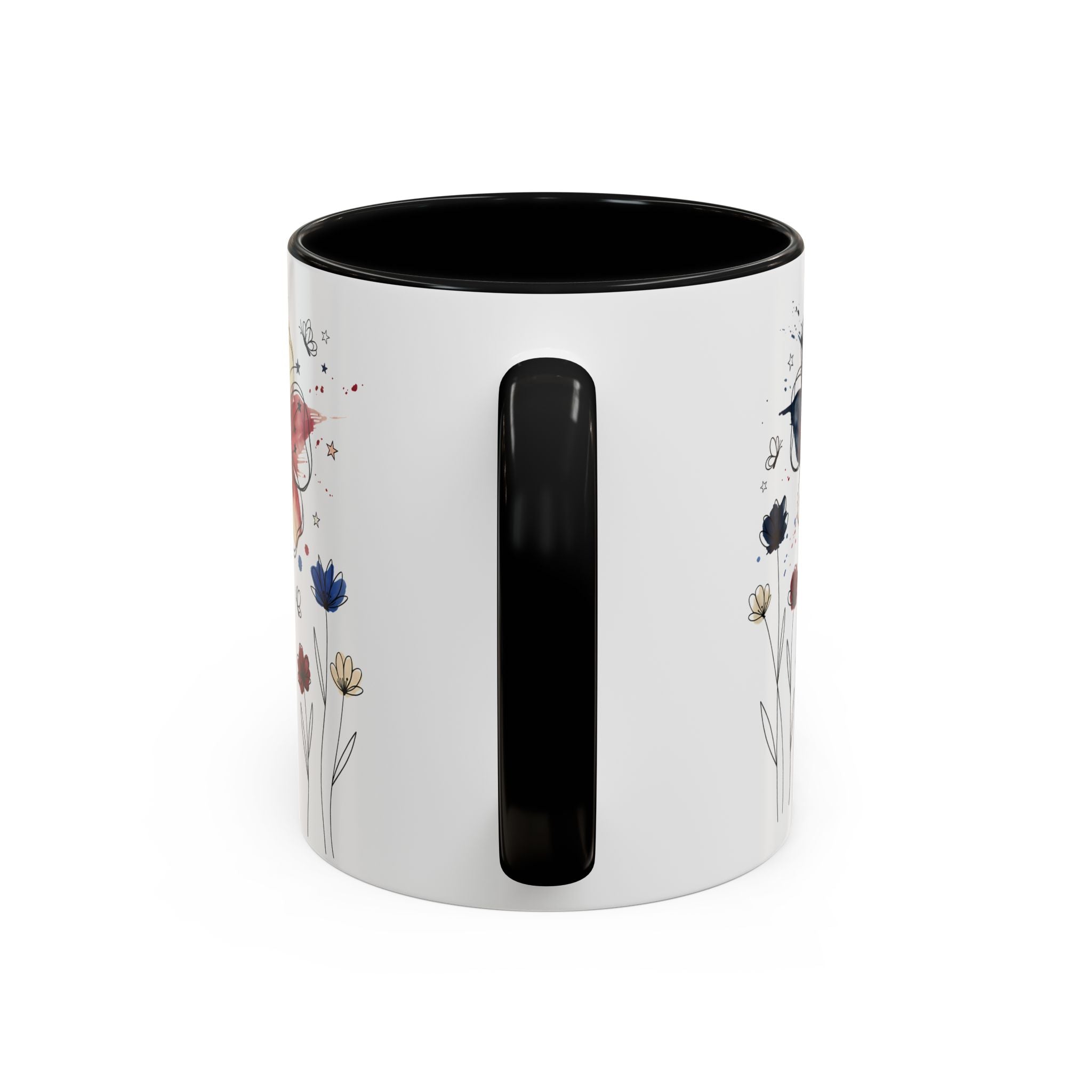Patriotic Anemone Accent Coffee Mug Classic Floral Design