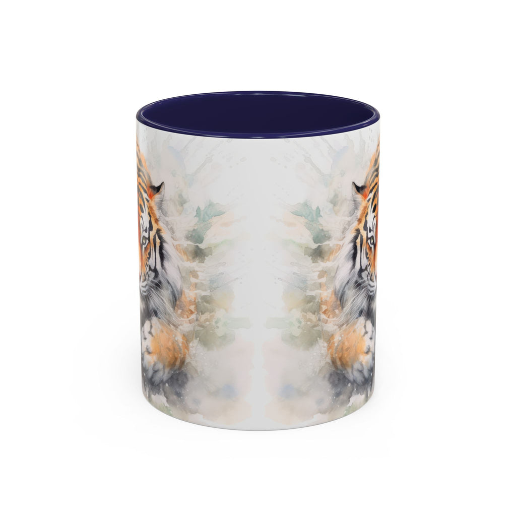 Tiger Watercolor Accent Coffee Mug – Artistic Wildlife Ceramic Mug (11/15oz)