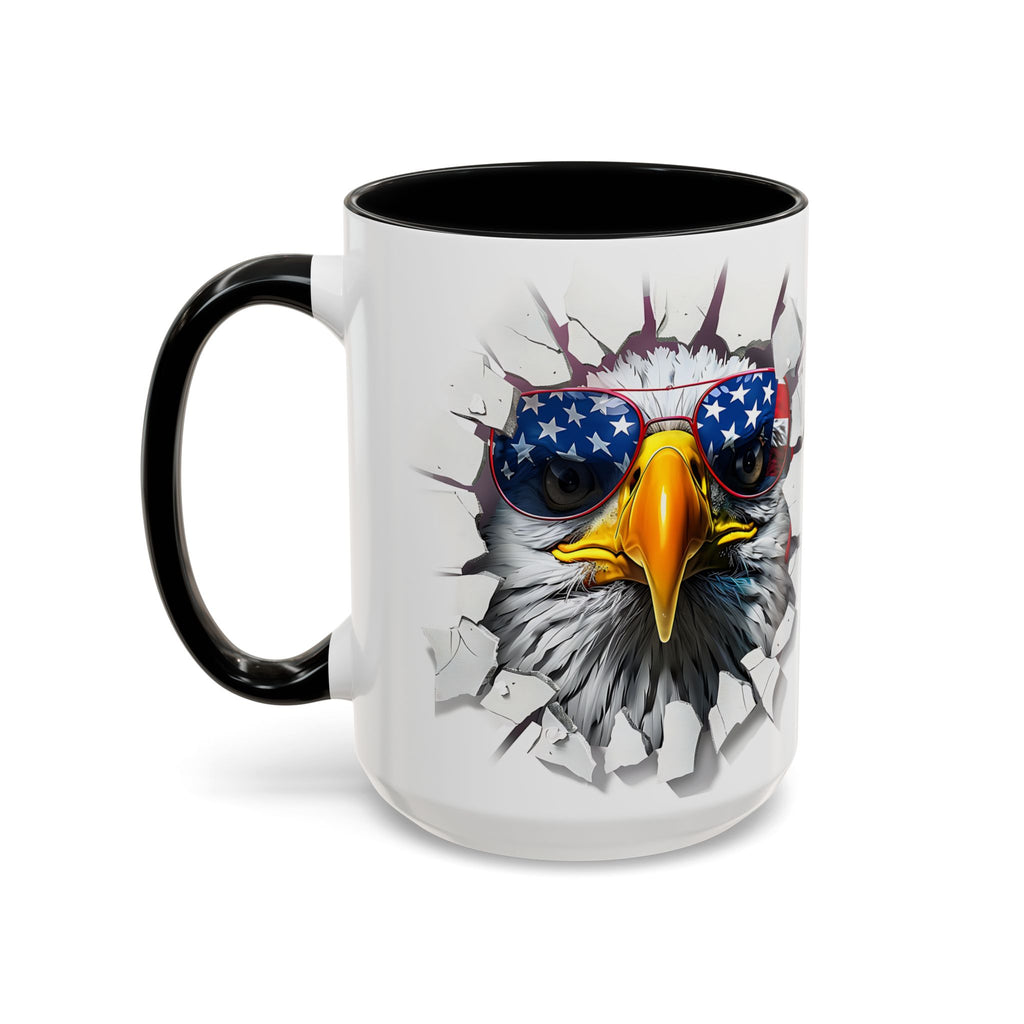 American Eagle Coffee Mug with USA Flag Accent Design