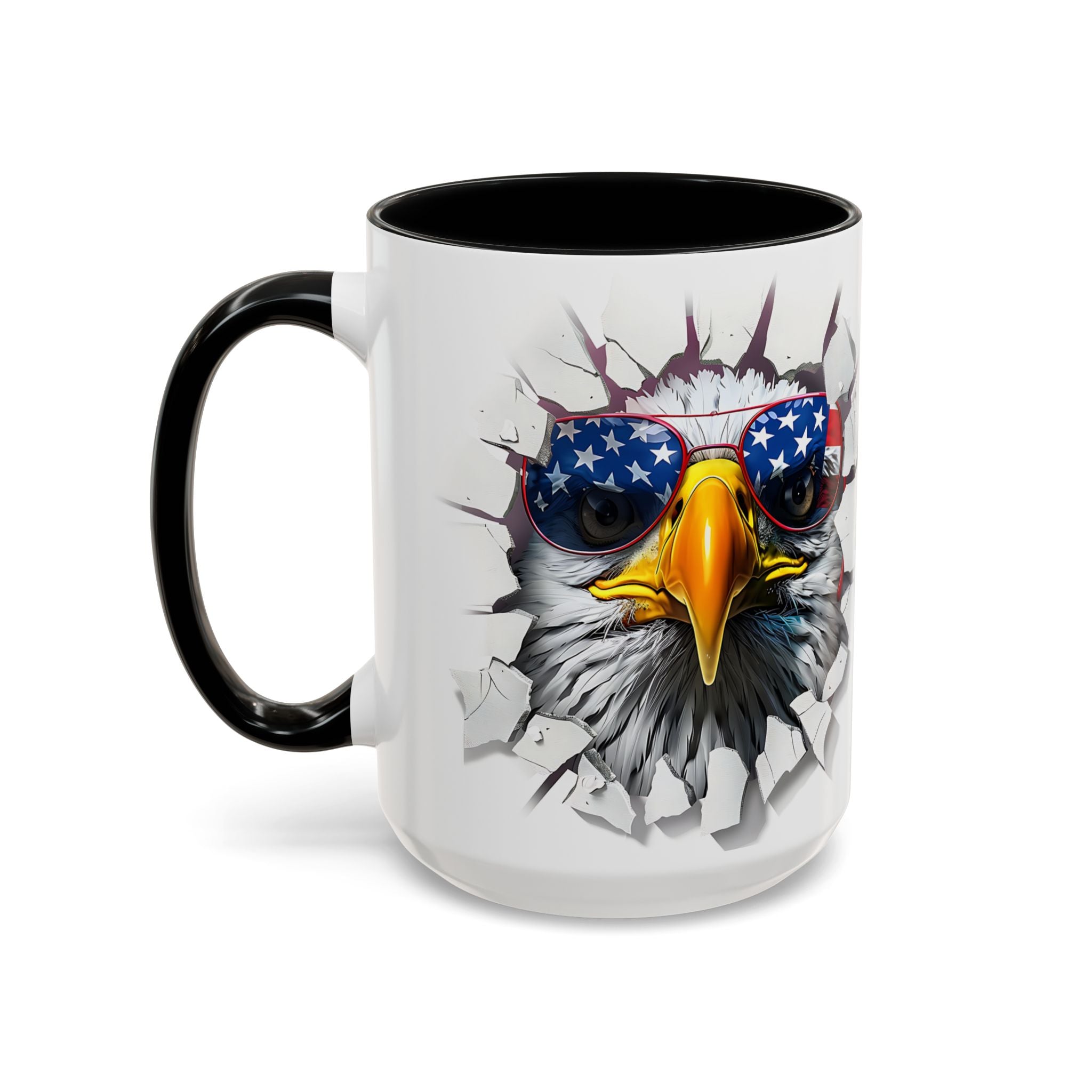 American Eagle Coffee Mug with USA Flag Accent Design