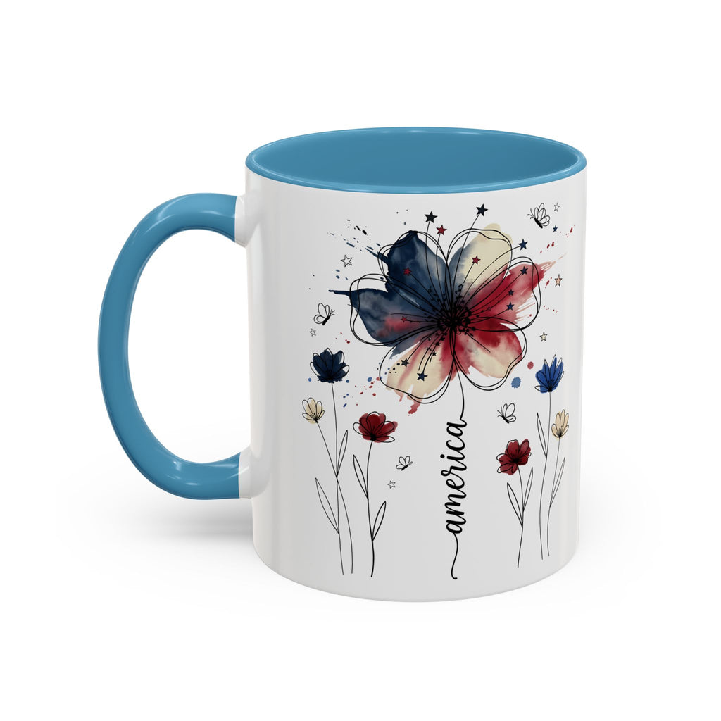 Patriotic Anemone Accent Coffee Mug Classic Floral Design
