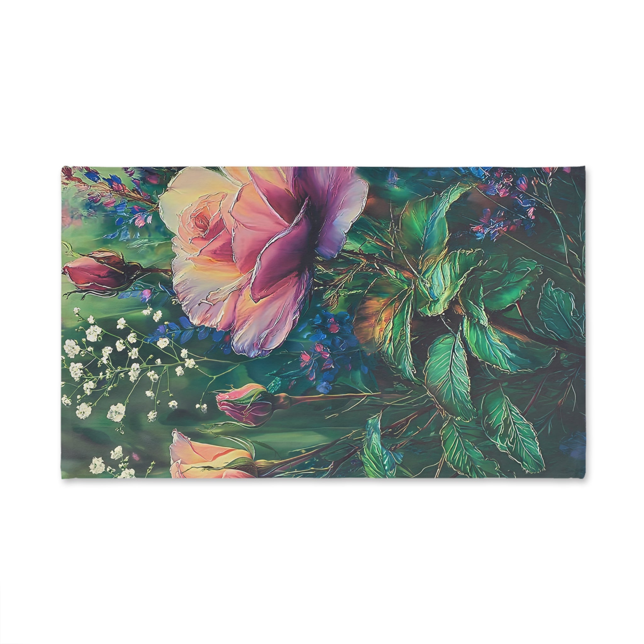 Floral Rose Garden Hand Towel for Elegant Bath Decor