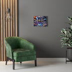 Dragonfly Fantasy Stretched Canvas Wall Art — Colorful Waterfall Nature Scene